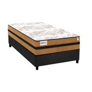 Cama Box Solteiro: Colchão Molas Masterpocket Ensacadas Plumatex Smart Milano + Base Crc Suede Gray (88x188)