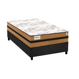 Cama Box Solteiro: Colchão Molas Masterpocket Ensacadas Plumatex Smart Milano + Base Crc Suede Gray (88x188)