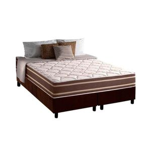 Cama Box King: Colchão Molas Ensacadas Duo Sono + Base Crc Suede Brown (193x203)
