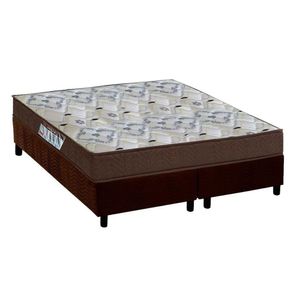 Cama Box Queen: Colchão Espuma D45 Ortobom Iso 150 Mega Firme + Base Crc Suede Brown (158x198)