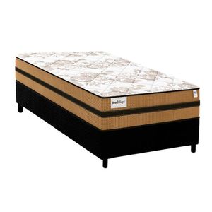 Cama Box Solteiro: Colchão Molas Masterpocket Ensacadas Plumatex Smart Milano + Base Crc Suede Black (88x188)