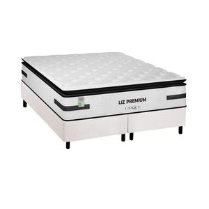 Cama Box Queen: Colchão Molas Masterpocket Ensacadas Plumatex Liz Premium D33 + Base Crc Courano White (158x198)