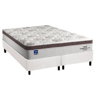 Cama Box King: Colchão Molas Masterpocket Ensacadas Plumatex Personalle + Base Crc Courano White (193x203)