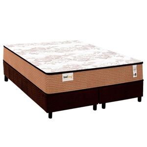 Cama Box Queen: Colchão Molas Ensacadas Plumatex Smart Classic + Base Crc Suede Brown (158x198)
