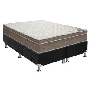 Cama Box Queen: Colchão Molas Superpocket Ensacadas Ortobom Light + Base Crc Suede Black (158x198)