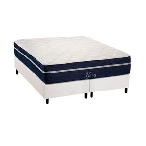 Cama Box King: Colchão Molas Ensacadas Polar Garnet + Base Crc Courano White (193x203)
