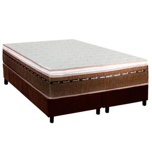 Cama Box Queen: Colchão Molas Ensacadas Luckspuma New Comfort + Base Crc Suede Brown (158x198)