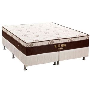 Cama Box Queen: Colchão Molas Superpocket Ensacadas Ortobom Sleep King Látex + Base Crc Courano White (158x198)