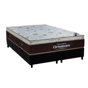 Cama Box Queen: Colchão Molas Masterpocket Ensacadas Ortobom Sleep King + Base Crc Suede Black (158x198)