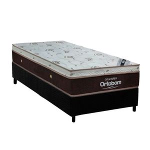 Cama Box Solteiro: Colchão Molas Masterpocket Ensacadas Ortobom Sleep King + Base Crc Suede Black (88x188)
