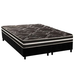Cama Box Queen: Colchão Ortopédico Paropas D28 - Master Ag80 Black Double Face 17 + Base Crc Suede Black (158x198)