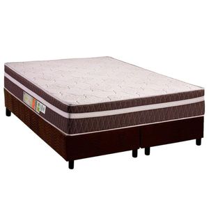 Cama Box Queen: Colchão Ortopédico Polar D28 Orthoface Vip Brown + Base Crc Suede Brown (158x198)