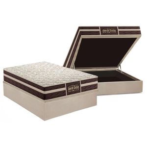 Cama Box Baú Casal: Colchão Anatômico Probel Guarda Costas Extra Firme + Base Crc Suede Clean (138x188)