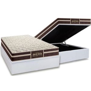 Cama Box Baú Casal: Colchão Anatômico Probel Guarda Costas Extra Firme + Base Crc Courano White (138x188)