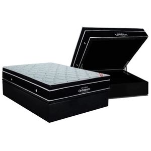 Cama Box Baú Casal: Colchão Molas Ensacadas Ortobom Elegant + Base Crc Suede Black (138x188)