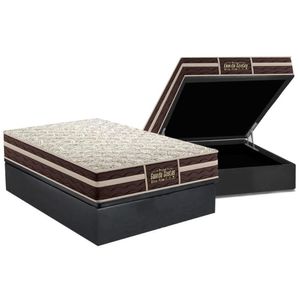 Cama Box Baú Casal: Colchão Anatômico Probel Guarda Costas Extra Firme + Base Crc Suede Gray (138x188)