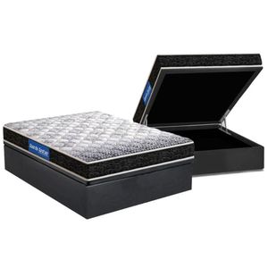 Cama Box Baú Casal: Colchão Molas Ensacadas Probel D23 Guarda Costas Super Resistente + Base Crc Suede Gray (138x188)