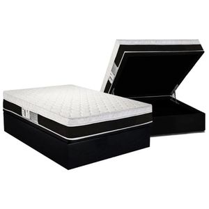 Cama Box Baú Casal: Colchão Molas Ensacadas Luckspuma Roma + Base Crc Suede Black (138x188)
