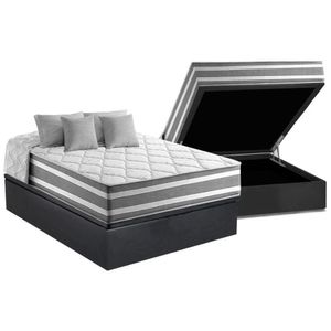 Cama Box Baú Casal: Colchão Molas Ensacadas Superlastic Duo Sono + Base Crc Suede Gray (138x188)