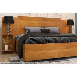 Painel Cama Box Madeirado Casal Queen Arizona Com 2 Mesas E Prateleiras Cinamomo Tcil Móveis