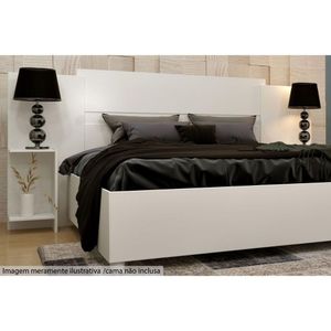 Painel Cama Box Madeirado Casal Queen Arizona Com 2 Mesas E Prateleiras Branco Neve Tcil Móveis