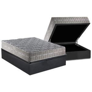 Cama Box Baú Casal: Colchão Molas Ensacadas Royal + Base Crc Suede Gray (138x188)