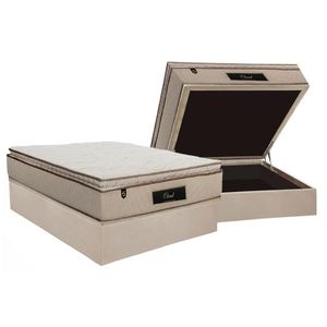 Cama Box Baú Casal: Colchão Molas Masterpocket Ensacadas Luckspuma Cloud + Base Crc Suede Clean (138x188)