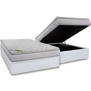 Cama Box Baú Casal: Colchão Molas Masterpocket Ensacadas Luckspuma Luck + Base Crc Courano White (138x188)
