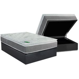 Cama Box Baú Casal: Colchão Molas Masterpocket Ensacadas Luckspuma Maxi Life + Base Crc Suede Gray (138x188)