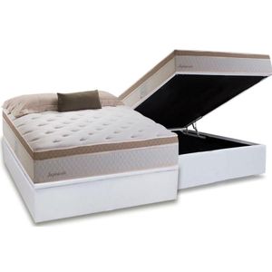Cama Box Baú Casal: Colchão Molas Masterpocket Ensacadas Herval Inspiracion + Base Crc Courano White (138x188)