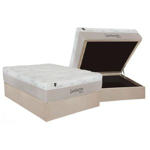 Cama Box Baú Casal: Colchão Molas Masterpocket Ensacadas Luckspuma Visco Satisfaction + Base Crc Suede Clean (138x188)