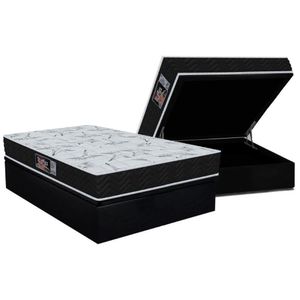 Cama Box Baú Casal: Colchão Molas Masterpocket Ensacadas Orthoflex Starflex + Base Crc Suede Black (138x188)
