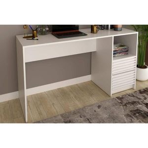 Mesa Escrivaninha Juvenil Com Gaveteiro Ripado Me4174 Branco Tecno Mobili