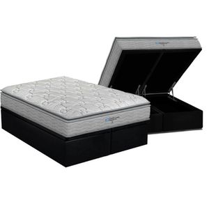 Cama Box Baú King: Colchão Anatômico Probel D45 Guarda Costas Próextreme Plus + Base Crc Suede Black (193x203)
