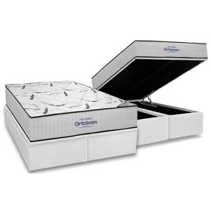 Cama Box Baú King: Colchão Espuma D45 Ortobom Highfoam + Base Crc Courano White (186x198)