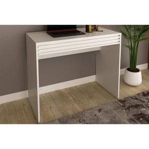 Mesa Escrivaninha Casal Com 1 Gaveta Ripada Me4173 Branco Tecno Mobili