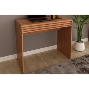 Mesa Escrivaninha Casal Com 1 Gaveta Ripada Me4173 Amêndoa Tecno Mobili