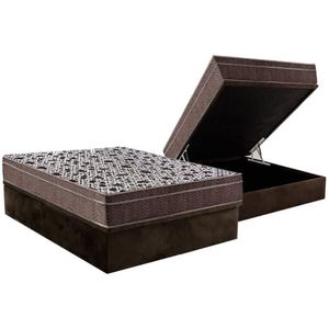 Cama Box Baú Casal: Colchão Molas Superpocket Ensacadas Ortobom Physical + Base Crc Suede Brown (138x188)