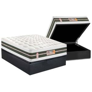 Cama Box Baú Casal: Colchão Molas Pocket Ensacadas Castor Silver Star Air Max 3d + Base Crc Suede Gray (138x188)