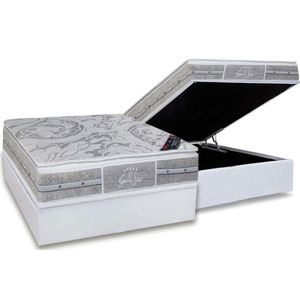 Cama Box Baú Casal: Colchão Molas Pocket Ensacadas Castor Super Luxo Látex Plush + Base Crc Courano White (138x188)
