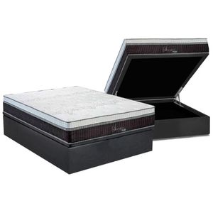 Cama Box Baú Casal: Colchão Molas Masterpocket Ensacadas Polar Superlastic Serenatta + Base Crc Suede Gray (138x188)