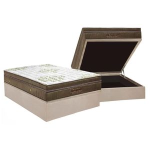Cama Box Baú Casal: Colchão Molas Superpocket Ensacadas Ortobom Gold Ultra Gel + Base Crc Suede Clean (138x188)