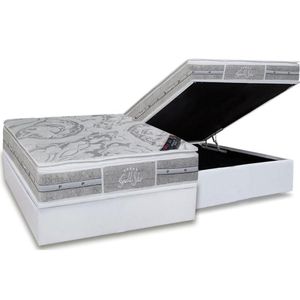 Cama Box Baú Casal: Colchão Molas Pocket Ensacadas Castor Super Luxo Látex Slx + Base Crc Suede Gray (138x188)