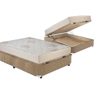 Cama Box Baú Casal: Colchão Molas Masterpocket Ensacadas Polar Superlastic Safira + Base Crc Suede Clean (138x188)