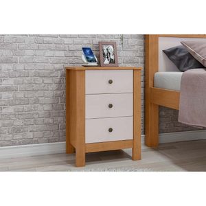 Mesa Cabeceira Infantil Maggiore Com 3 Gavetas Amendoa Off White Lopas