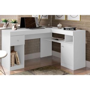 Mesa Computador Casal Nilo Com 1 Porta E 1 Gaveta Branco Caemmun