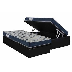 Cama Box Baú Solteiro: Colchão Anatômico Ortobom D28 Iso 60 Super Firme + Base Crc Courano Black (88x188)