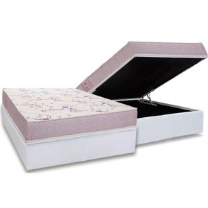Conjunto Box Baú Casal: Colchão Espuma Ortobom D20 Physical Resistente Bordado + Base Crc Courano White (138x188)