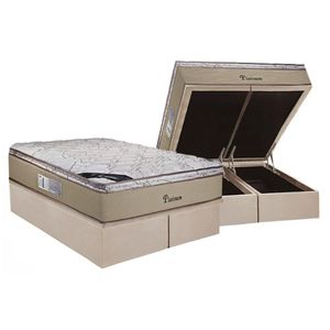 Cama Box Baú Queen: Colchão Molas Masterpocket Ensacadas Luckspuma Platinum New + Base Crc Suede Clean (158x198)