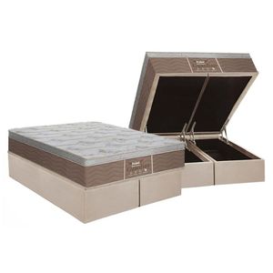 Cama Box Baú Queen: Colchão Molas Masterpocket Ensacadas Probel Prolastic Guardian + Base Crc Suede Clean (158x198)